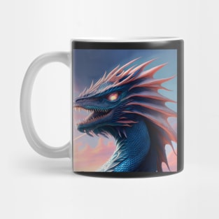 Intricate Pink and Blue Scaled Dragon at Sunrise Mug